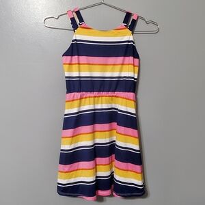 Amy Byer Navy Pink Yellow Striped Sundress Girls Size M (10-12)